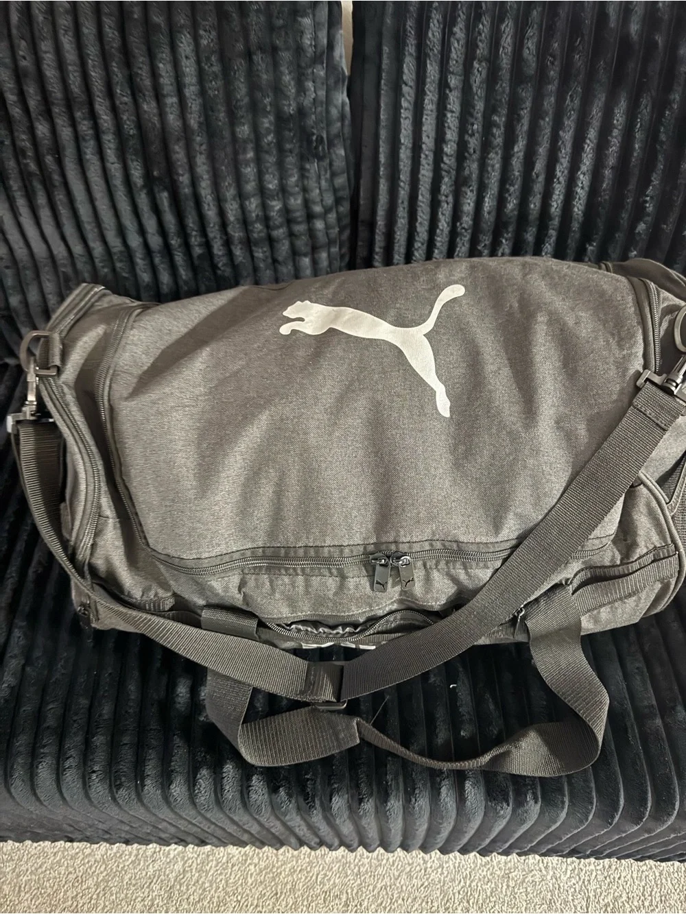 Puma Black Duffel Bag with White Logo - Men's Gym & Travel